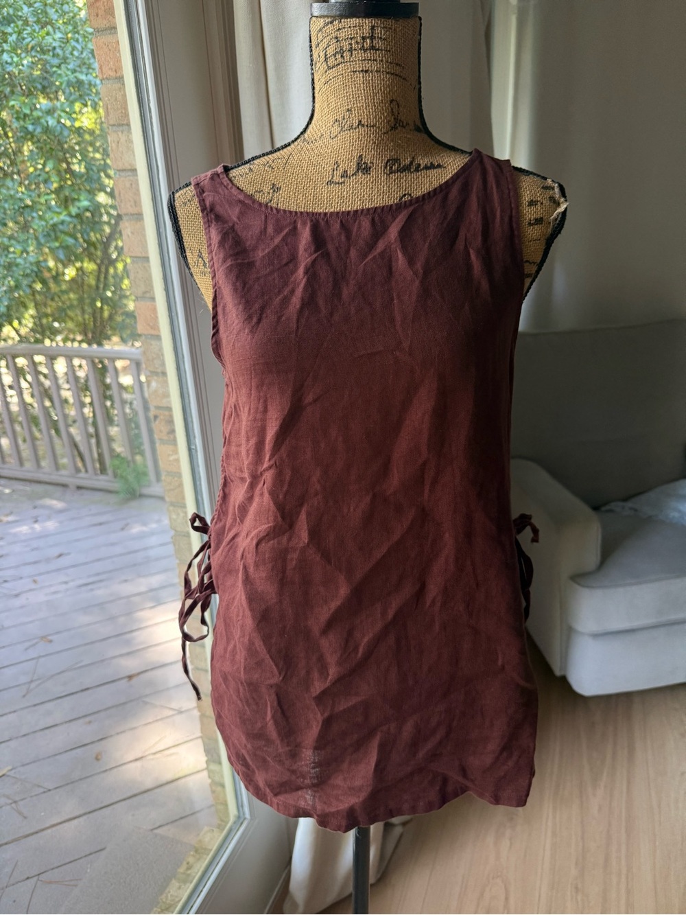 Rachel Zoe Burgundy Sleeveless Linen Tunic